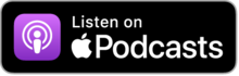 Button containing text: Listen on (Apple logo) Podcasts